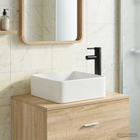 Lavabo de salle de bains Noir Mat 36,5 x 36,5 x 13 cm métal 628639628639