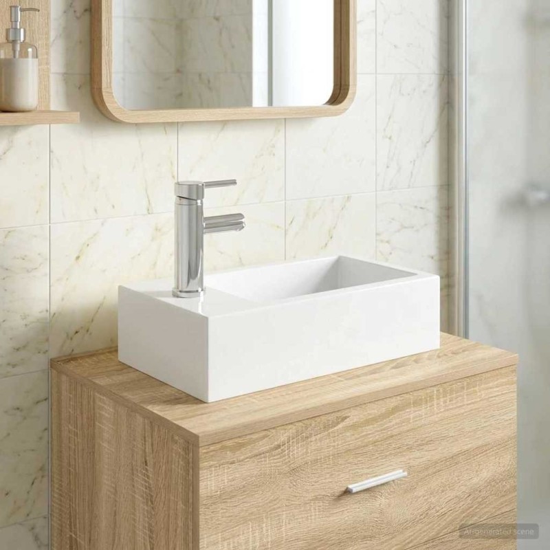 Lavabo de salle de bains Chrome 45,5 x 25,5 x 13 cm métal 628643628643