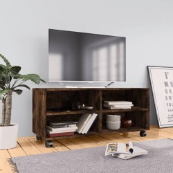 Meuble TV sur roulettes Chêne fumé 90x35x35cm Bois d'ingénierie 628647628647