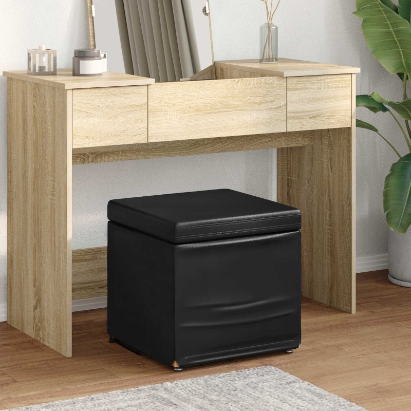Tabouret Noir Cuir Synthétique et Bois Composite 628669628669