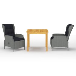 Ensemble à manger de jardin 3 pcs Gris clair 628670628670