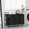 Panier à linge 3 compartiments avec étagère en chêne noir 628678628678