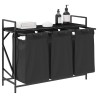 Panier à linge 3 compartiments avec étagère en chêne noir 628678628678