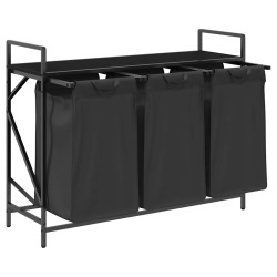 Panier à linge 3 compartiments avec étagère en chêne noir 628678628678