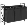 Panier à linge 3 compartiments avec étagère en chêne noir 628678628678