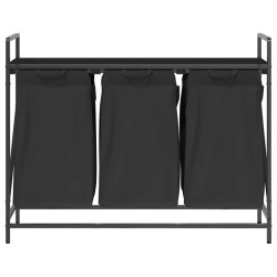 Panier à linge 3 compartiments avec étagère en chêne noir 628678628678