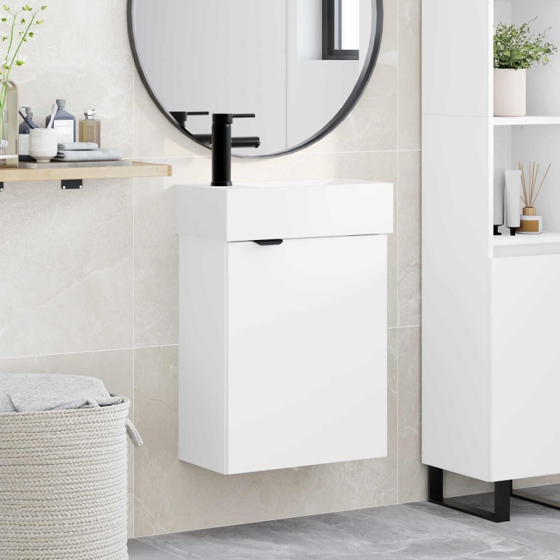 Meuble de salle de bain avec robinet Blanc 45,5 x 22,5 x 84 cm 628686628686