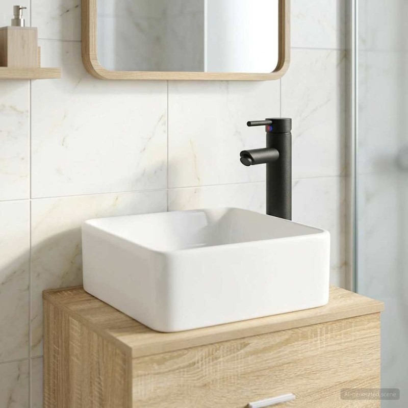Lavabo de salle de bains Noir Mat 49 x 37 x 14 cm métal 628691628691