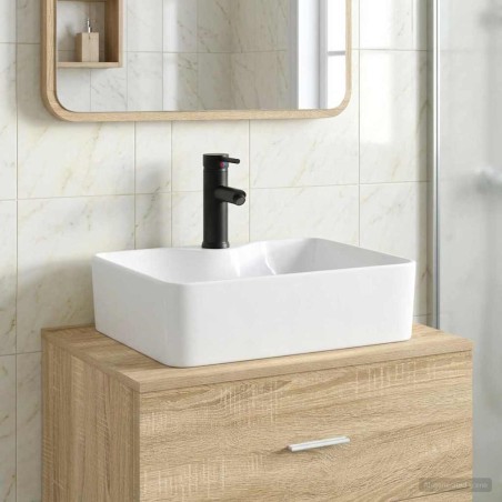 Lavabo de salle de bains Noir Mat 48,5 x 37,5 x 13 cm métal 628692628692