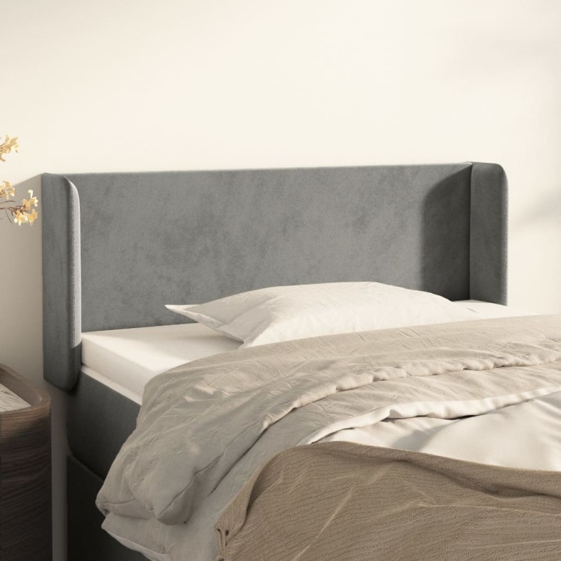 Tête de lit avec oreilles Gris clair 103x16x78/88 cm Velours 628702628702