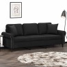 Canapé 3 places avec oreillers décoratifs noir 180 cm velours 628703628703