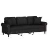 Canapé 3 places avec oreillers décoratifs noir 180 cm velours 628703628703
