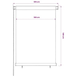 Store roulant d'extérieur 105 (l) x 140 (H) cm noir 628706628706