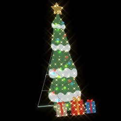 Sapin de Noël lumineux avec 3 boîtes-cadeaux 2D blanc chaud 628712628712