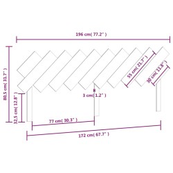 Tête de lit Blanc 196x3x80,5 cm Bois massif de pin 628729628729