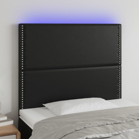 Tête de lit à LED Noir 100x5x118/128 cm Similicuir 628730628730