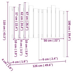 Tête de lit Noir 126x4x110 cm Bois massif de pin 628736628736