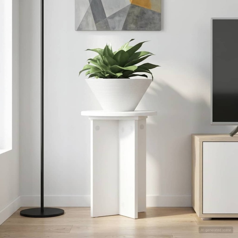 Support de Plante 2 pcs Blanc Ø29,5 x 40 cm Bois d'ingénierie 628739628739