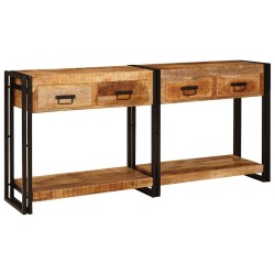 Tables console avec tiroir 2 pcs Marron Bois de mangue massif 628744628744