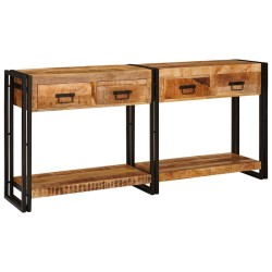 Tables console avec tiroir 2 pcs Marron Bois de mangue massif 628744628744