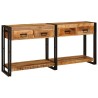 Tables console avec tiroir 2 pcs Marron Bois de mangue massif 628744628744