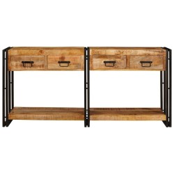 Tables console avec tiroir 2 pcs Marron Bois de mangue massif 628744628744