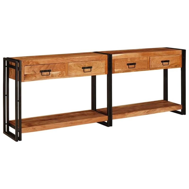 Tables console avec tiroir 2 pcs Marron Bois d'Acacia Massif 628745628745