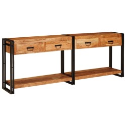Tables console avec tiroir 2 pcs Marron Bois d'Acacia Massif 628745628745