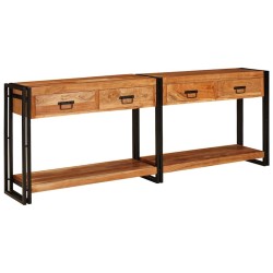 Tables console avec tiroir 2 pcs Marron Bois d'Acacia Massif 628745628745