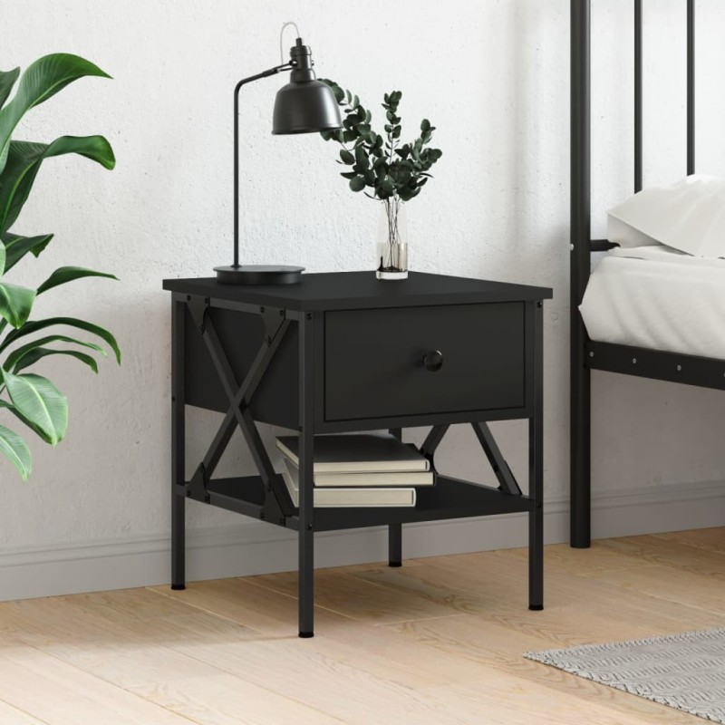 Table de chevet noir 40x42x45 cm bois d’ingénierie 628752628752