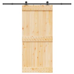 Porte coulissante NARVIK Naturel et noir 95 x 210 cm (213,5 cm) 628758628758