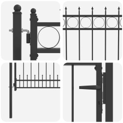 Porte de Clôture HORST Acier Noir Verrouillable 628765628765