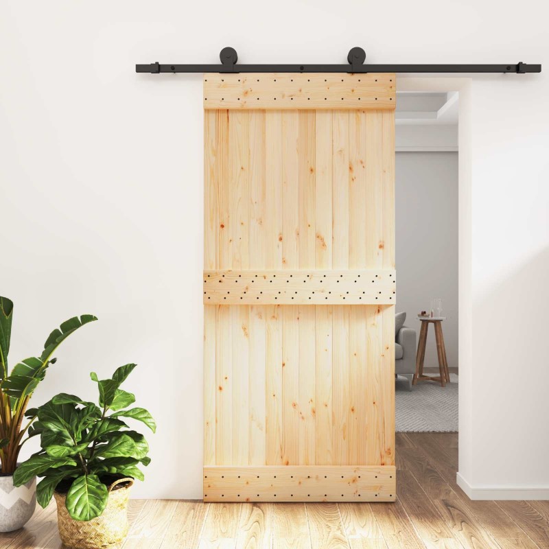 Porte coulissante Naturel et noir 95 x 210 cm 628767628767