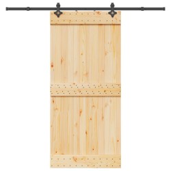 Porte coulissante NARVIK Naturel et noir 95 x 210 cm (213,5 cm) 628768628768