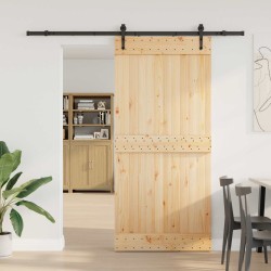 Porte coulissante NARVIK Naturel et noir 95 x 210 cm (213,5 cm) 628769628769