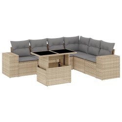 Salon de jardin avec coussins 7 pcs beige résine tressée 628771628771