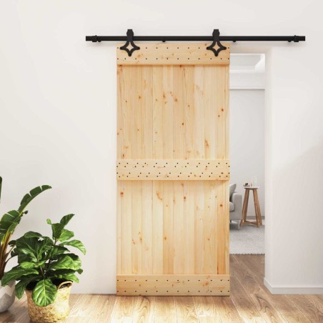 Porte coulissante Naturel et noir 95 x 210 cm 628774628774