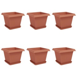 Pots de plantes 6 pcs Rouge brique 33 x 33 x 26 cm Plastique 628777628777