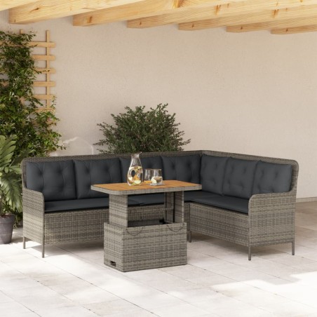 Salon de jardin 2 pcs avec coussins Gris Résine tressée 628781628781