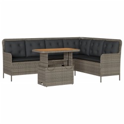 Salon de jardin 2 pcs avec coussins Gris Résine tressée 628781628781