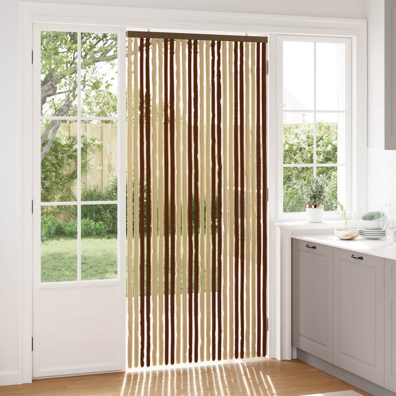 Rideau anti-insectes en chenille Marron et beige 100 x 220 cm 628786628786