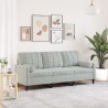 Canapé 3 places avec oreillers gris clair 180 cm velours 628828628828