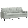 Canapé 3 places avec oreillers gris clair 180 cm velours 628828628828