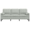 Canapé 3 places avec oreillers gris clair 180 cm velours 628828628828