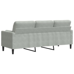 Canapé 3 places avec oreillers gris clair 180 cm velours 628828628828