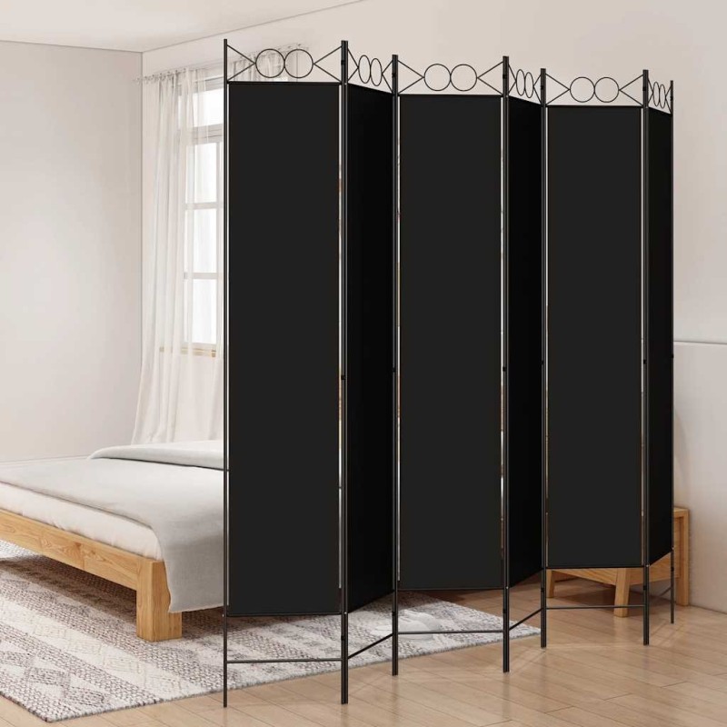 Cloison de séparation 6 panneaux Noir 240x220 cm Tissu 628855628855