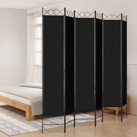 Cloison de séparation 6 panneaux Noir 240x220 cm Tissu 628855628855