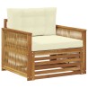 Canapé d’extérieur Bois d'Acacia Massif Naturel et Crème 628899628899