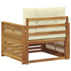 Canapé d’extérieur Bois d'Acacia Massif Naturel et Crème 628899628899