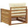 Canapé d’extérieur Bois d'Acacia Massif Naturel et Crème 628899628899